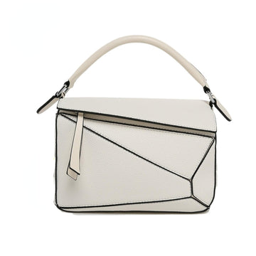 Nytabbe Womens Geometric Design Handbags, 9.6x4.1x6.7in Fashion Lychee Grain Leather Crossbody Bag Mini Top Handle Bag (white)